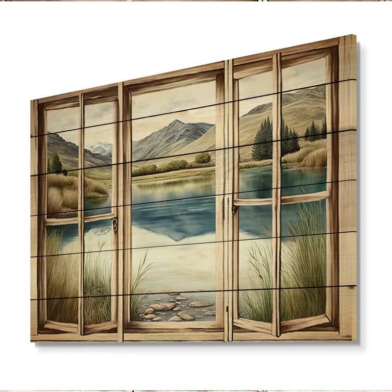 Fenêtre avec vue sur le lac - impression, H 24 po x l 32 po x P 1 po