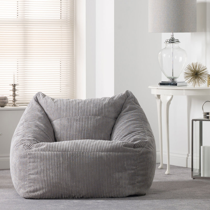 Bean Bag Bazaar Natalia Corduroy Armchair Bean Bag, Grey