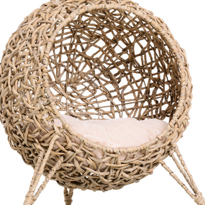 Lit pour chat surélevé beige avec coussin intérieur apaisant