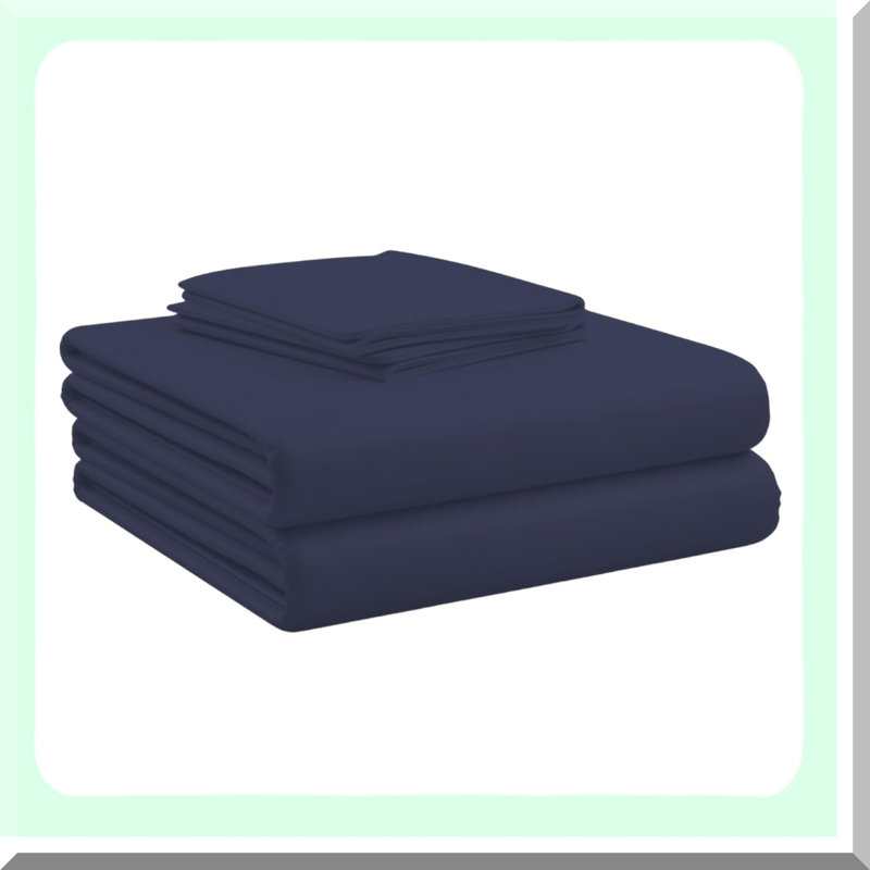 Luxury Cotton Comfort Twin XL Bedding Set - 500 Thread Count Navy Blue Sheets & Comforter for Dorm Room. Fits 16" Deep Pocket.