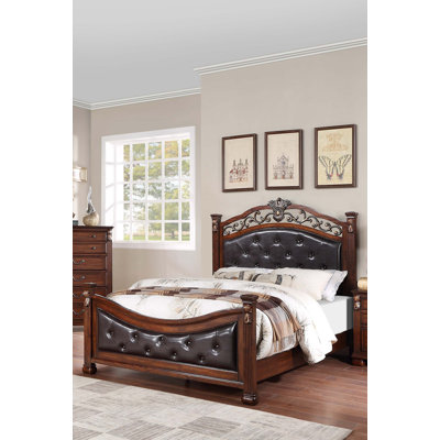 Traditional Dark Cherry Eastern King Size Bed