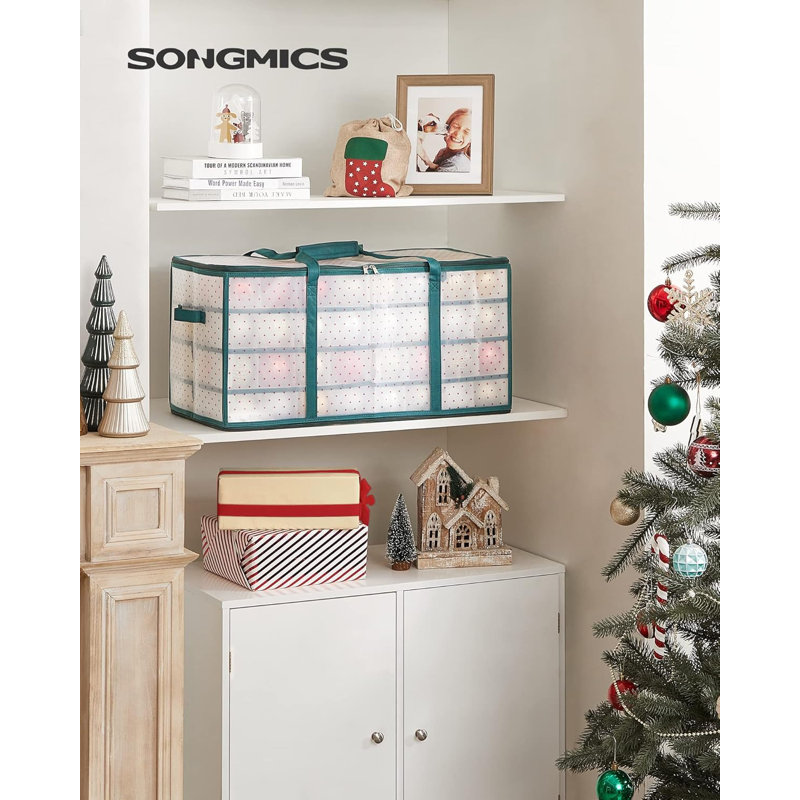 Boîte de rangement d'ornement de Noël à bordure verte avec compartiments