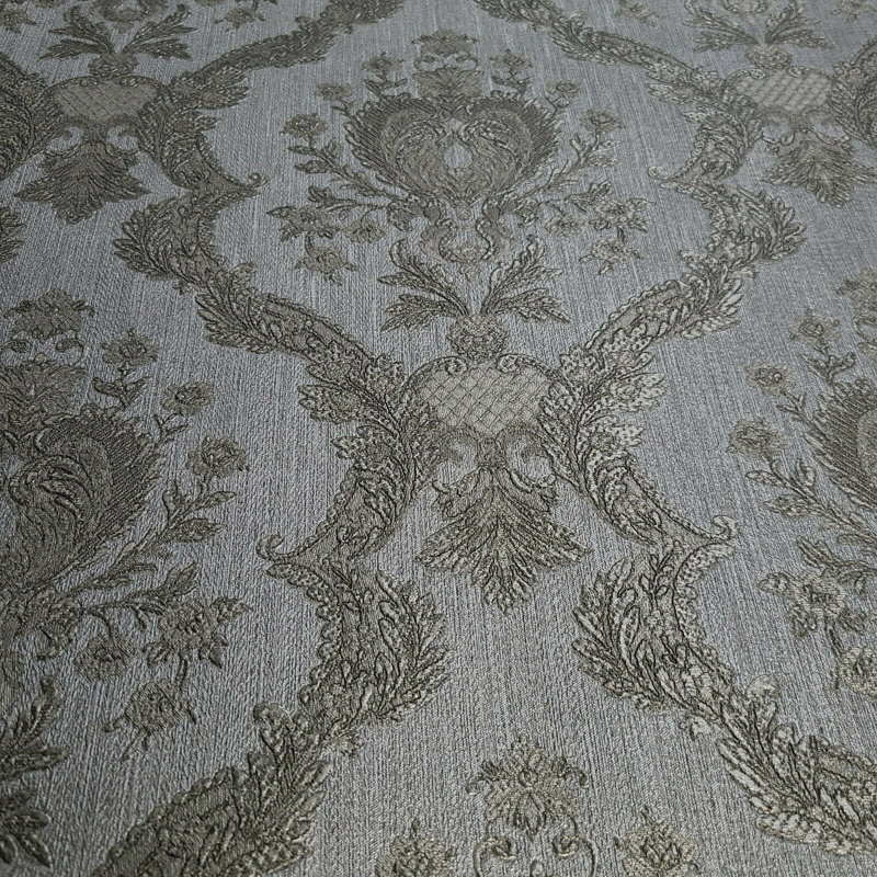 Papier peint damassé victorienne texturé métallique