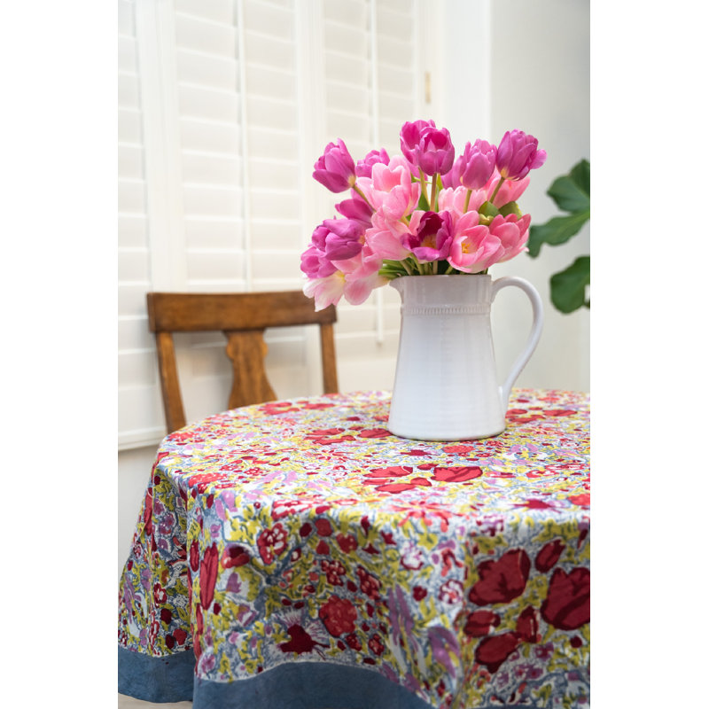 Jardin Handmade Floral Tablecloth, 90" x 90"