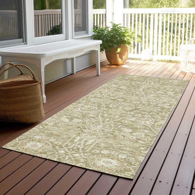 Mila Taupe Washable Indoor-Outdoor Rug - , 2'3" x 7'6"