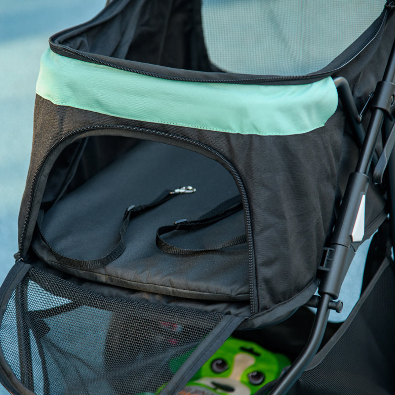 Foldable Pet Pet Stroller, Navy Blue/Black