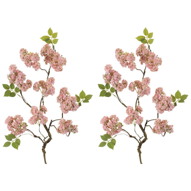 Branche de rameau floral (ensemble de 2), Rose, vert, brun