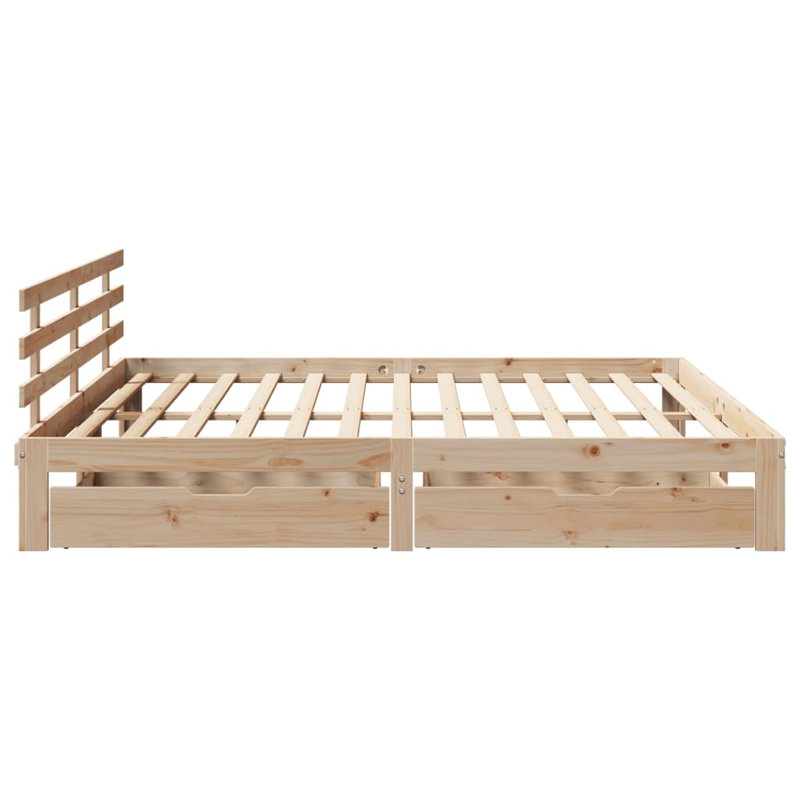 Bed Frame With Drawers Without Mattress, Brown, Super King (6')