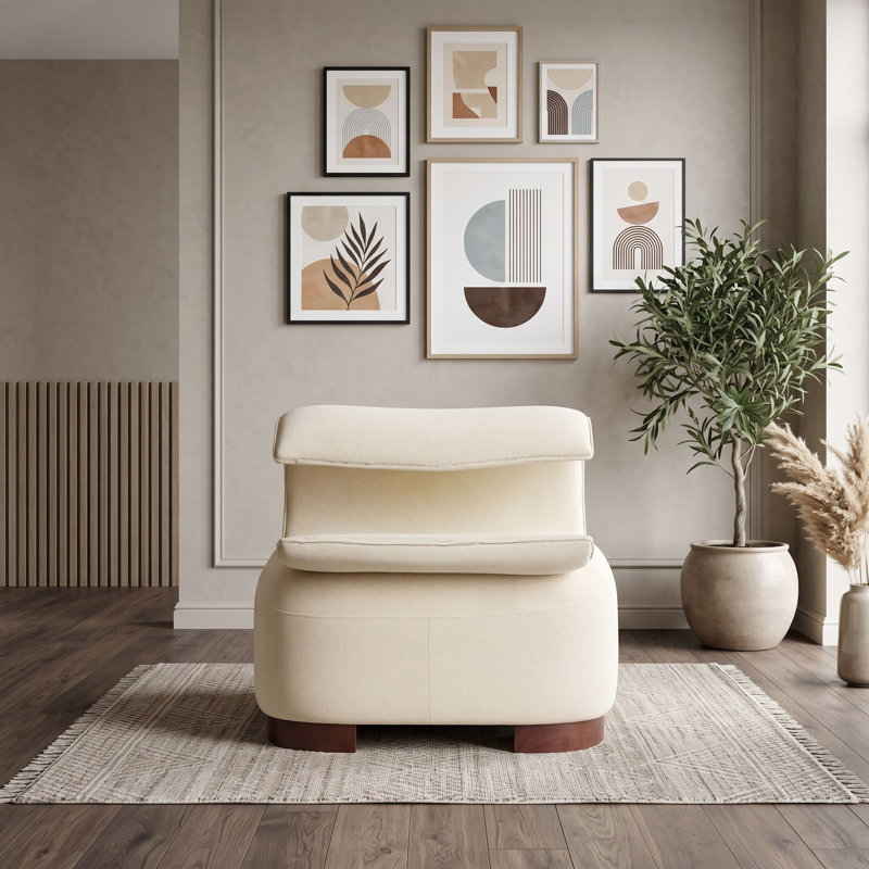 Chaise d'appoint moderne rembourrée avec base en bois massif, dossier incurvé, assise en polyester adaptée aux animaux de compagnie