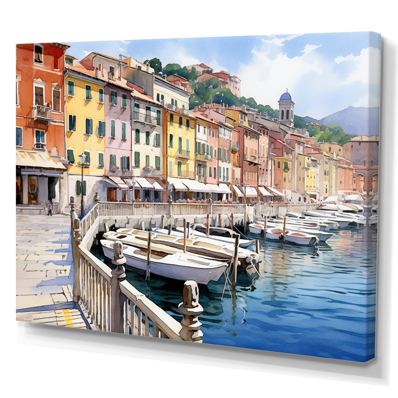 «Italie», charme côtier sur toile, Toile tendue, H 34 po x l 44 po x P 1,5 po