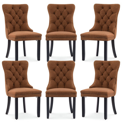Velvet Dining Chair Tufted Dining Room Chair With Solid Wood Leg (set Of 6)