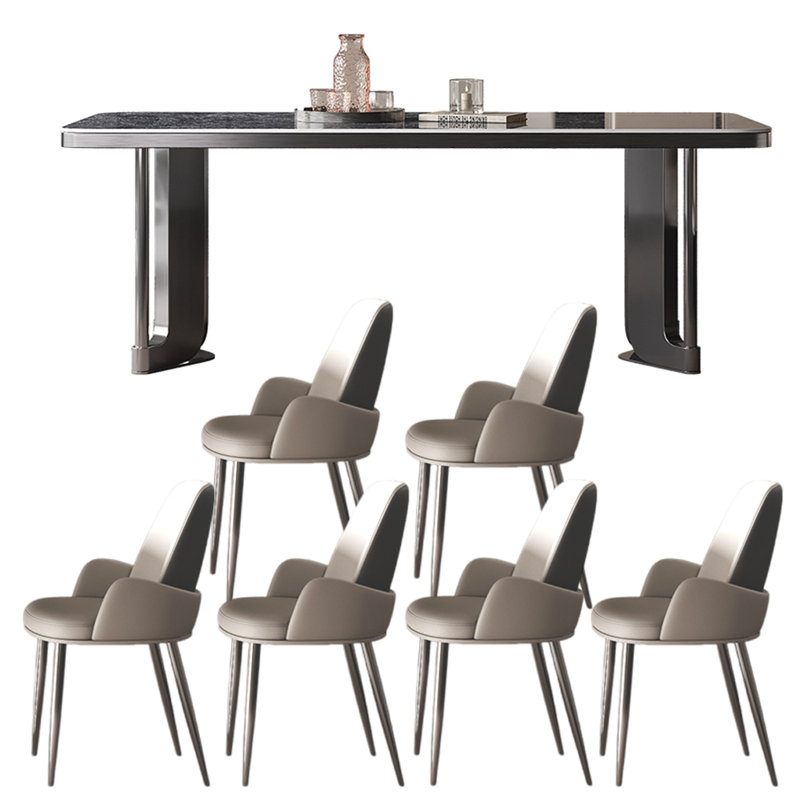 Ensembles de table luxueux de style italien, H 29,53 po x L 70,87 po x l 35,43 po, Noir, noir, noir, noir
