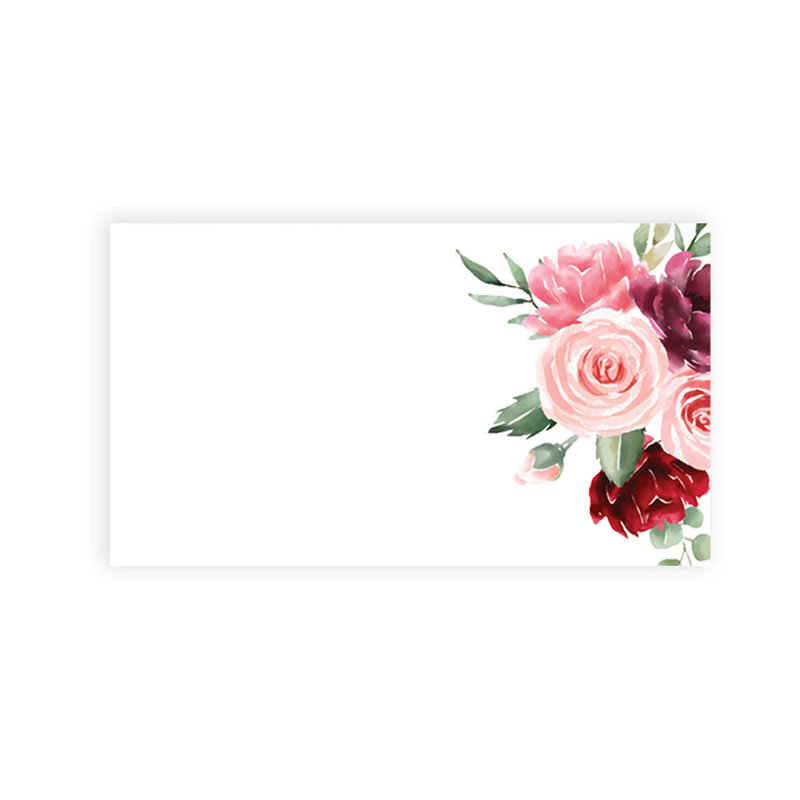 Cartes de lieu à motif floral rosé et bourgogne pour tables de fête de mariage, places assises nominatives pour supports, paquet de 60