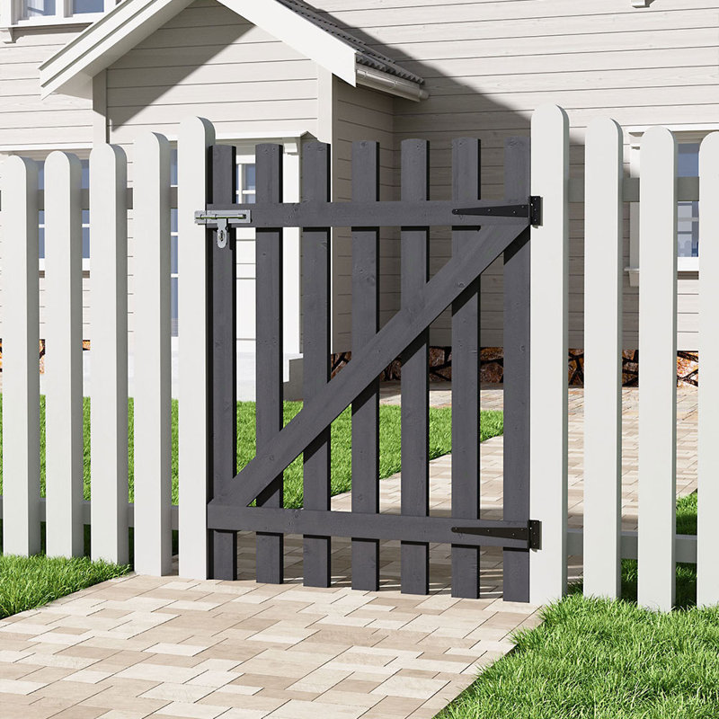 Caskey Garden Wood Fence Gate with Latch, 120cm H x 90cm W x 1.5cm D
