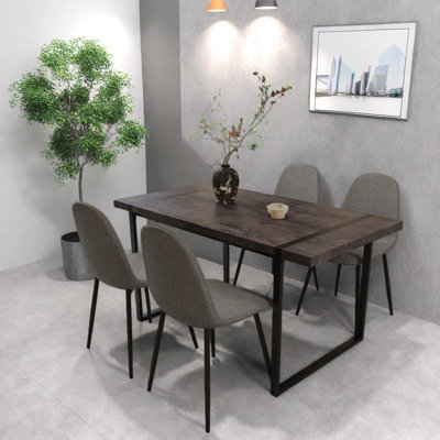 Ensemble de table de salle à manger moderne et industriel, en bois aggloméré noir et en métal, idéal pour la cuisine