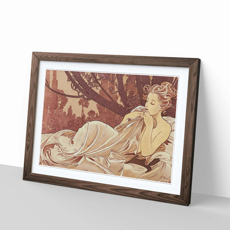 Dusk by Alphonse Mucha - Framed Print, Walnut