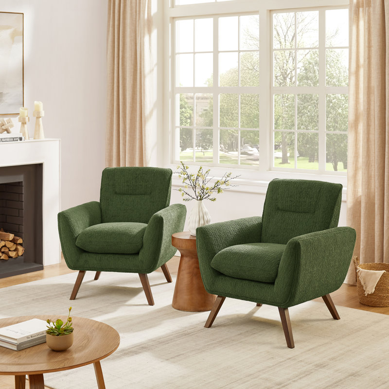 Robertia Tufted Upholstered Armchair, Green Fabric