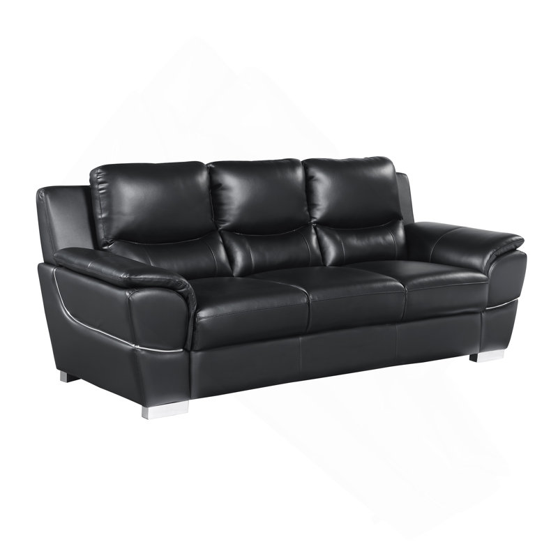 Genuine Leather Sofa, Black