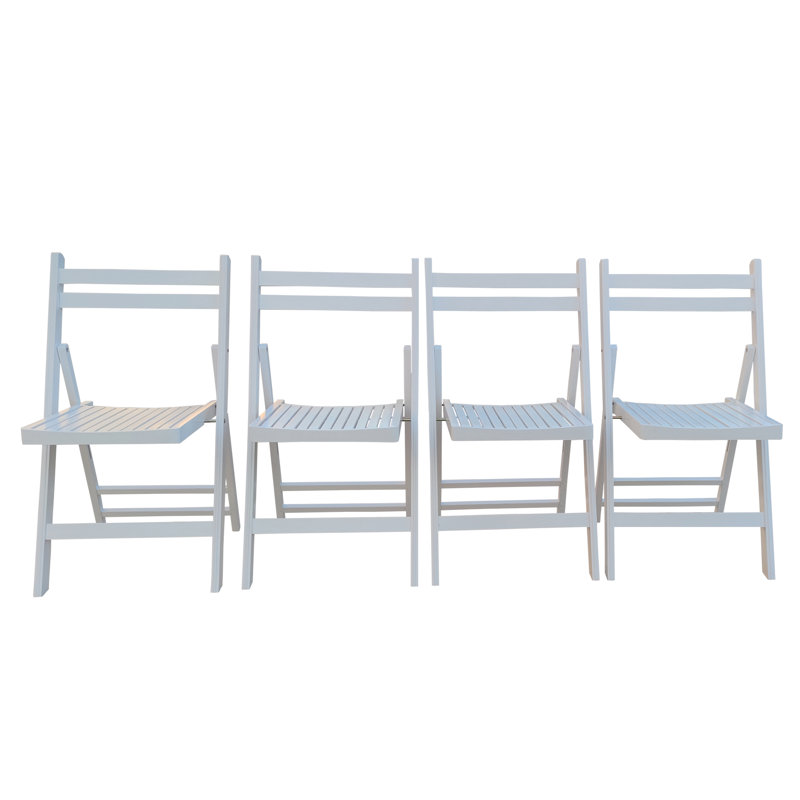 Chaise pliante blanche en bois massif de 4 personnes avec siège à lattes pour un plaisir imbattable, plusieurs occasions convenables, peu encombrante, légère, capacité de charge maximale de 220 lb (4) avec tout le confort, tout usage, poids