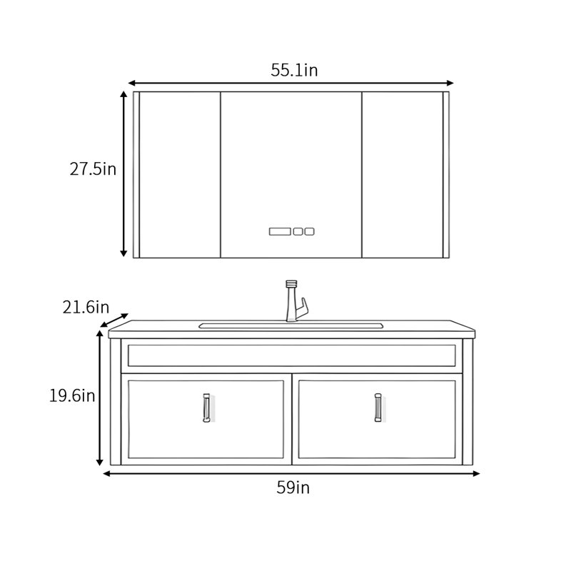 Glendale, 19.6" H x 59" W x 21.6" D