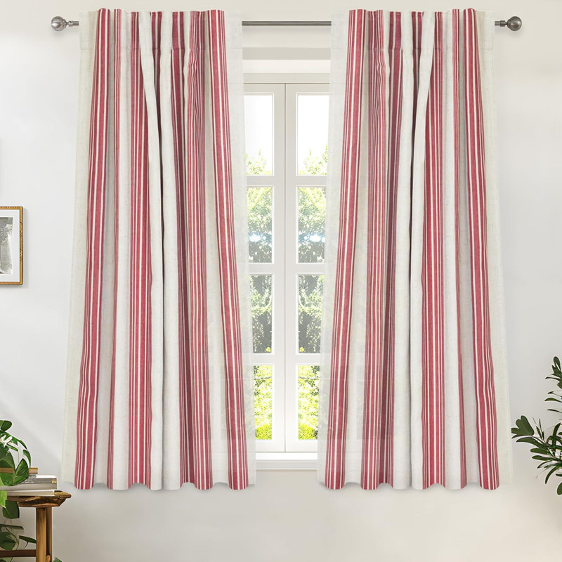 Rideaux semi-transparents avec passe-tringle Chris, Rouge, L 52 po x L 54 po