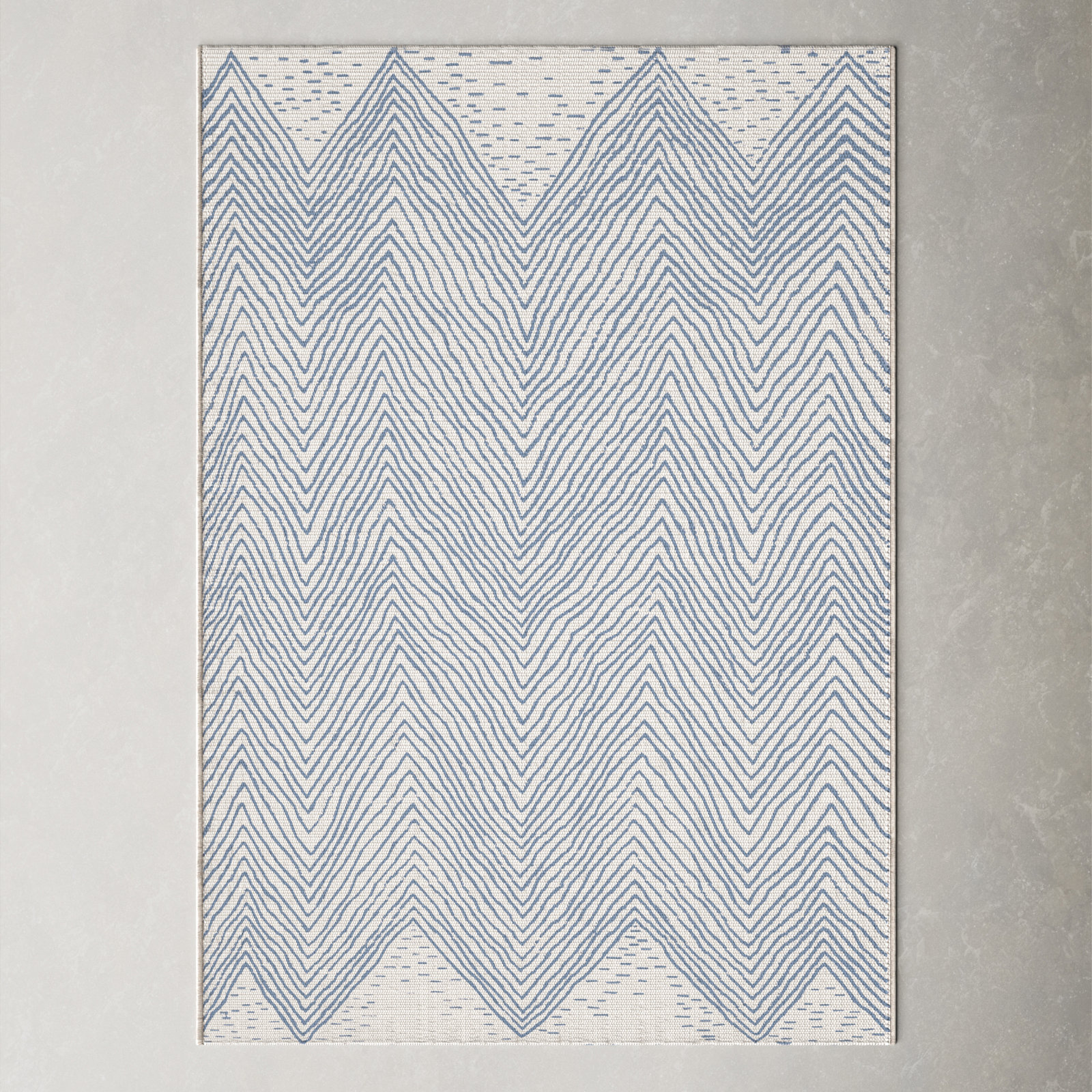 Dunham Abstract Indoor/Outdoor Area Rug for Living Room Patio Deck Front Porch Kitchen, Blue/Ivory, Rectangle 6'3" x 9'2"