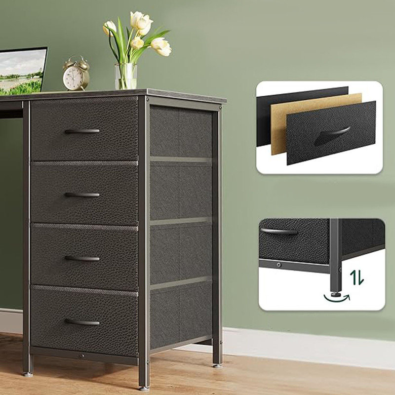 55 Inch, Large Storage Computer Desk with 8 Drawers Home Office, Study, Gaming Desk with Fabric Drawers, Black