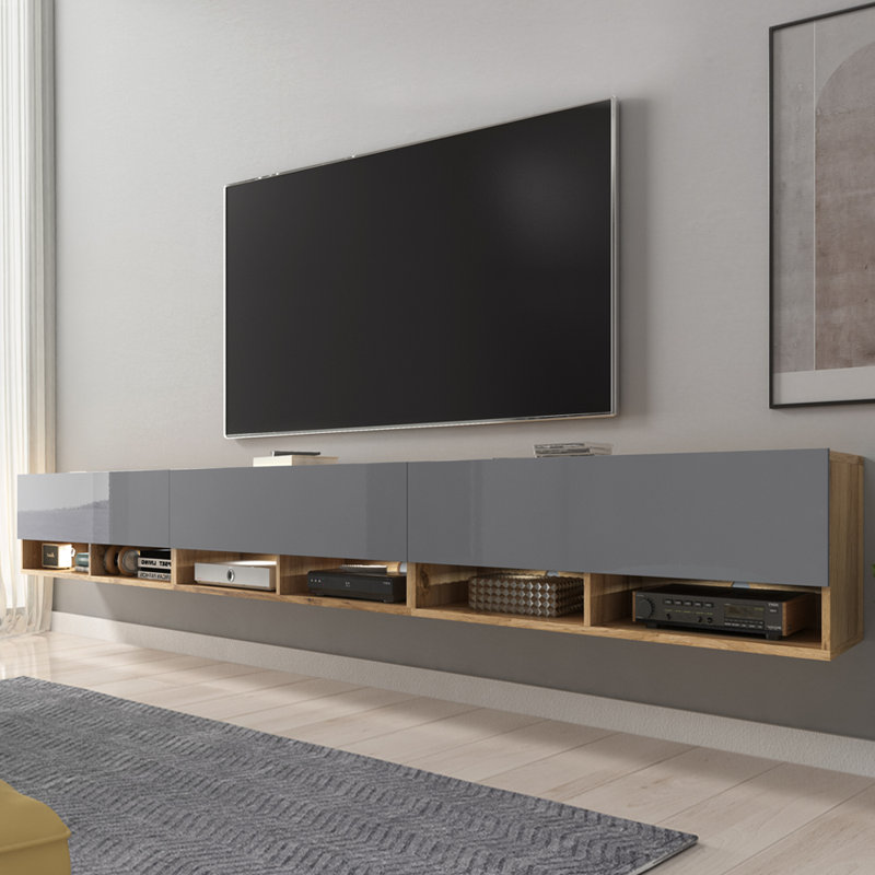 Amoretta TV Stand, 30cmH x 300cmL x 32.5cmW, Golden Oak/Black