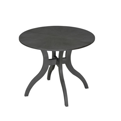 Oak Gray Round Dining Table With Tapered Legs And Hand - Rubbed Lacquer, Fits 2 4 Seaters Nicely Fluted Details On Pedestal Base, People Comfortably