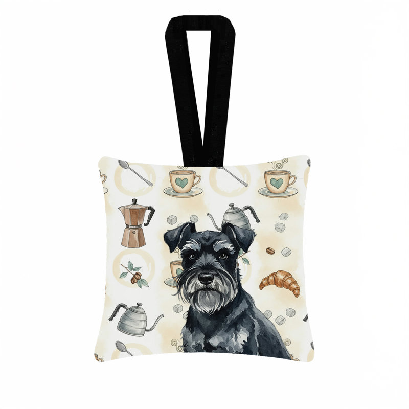 Ornement carré en forme de barre de café noir miniature Schnauzer 3,5 x 3,5, Schnauzer miniature noir