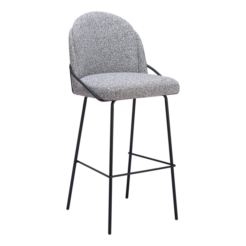 Aleashia Upholstered Counter Stool, Gray, Bar Stool (30.3" Seat Height)