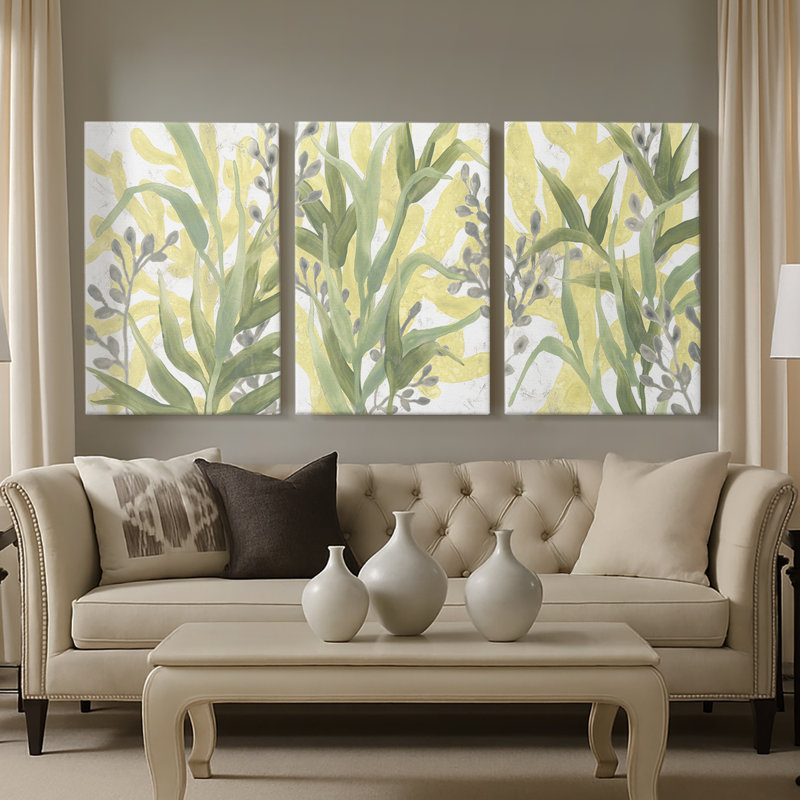 Sea Grass Fresco I - Toile tendue avec châssis sur mesure - 3 pièces