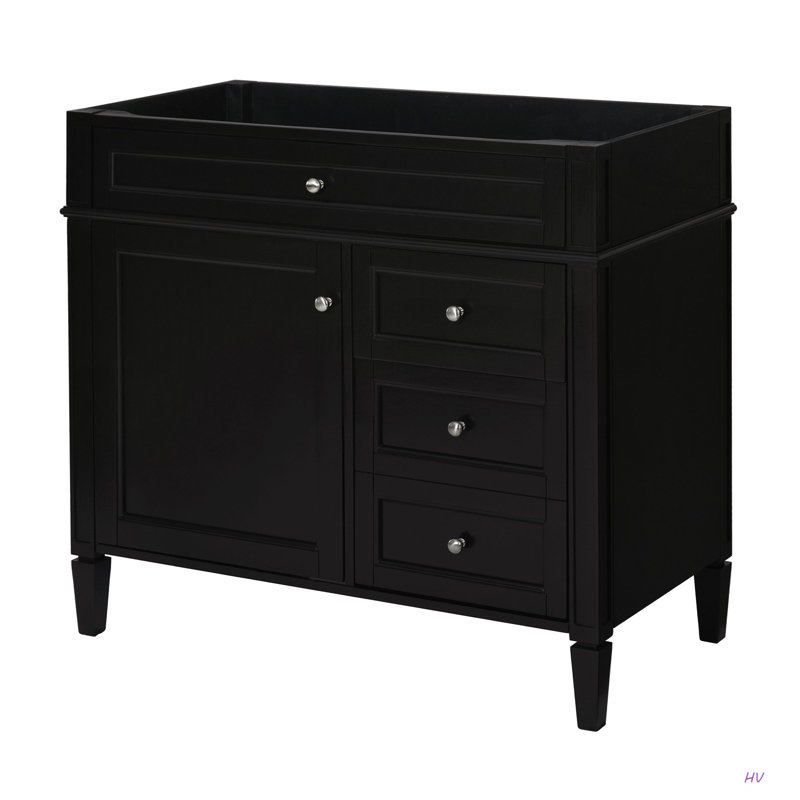Meuble-lavabo de 36 po sans lavabo supérieur, armoire de rangement moderne avec 2 tiroirs et un tiroir basculant, structure en bois massif