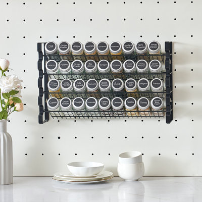 Spice Rack Organizer 4 Tier with 36 Empty Jars, for Cabinet Seasoning Storage Set Wall Mounted