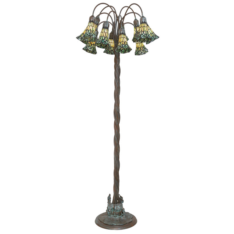 Tiffany Pond Lily Floor Lamp, Green