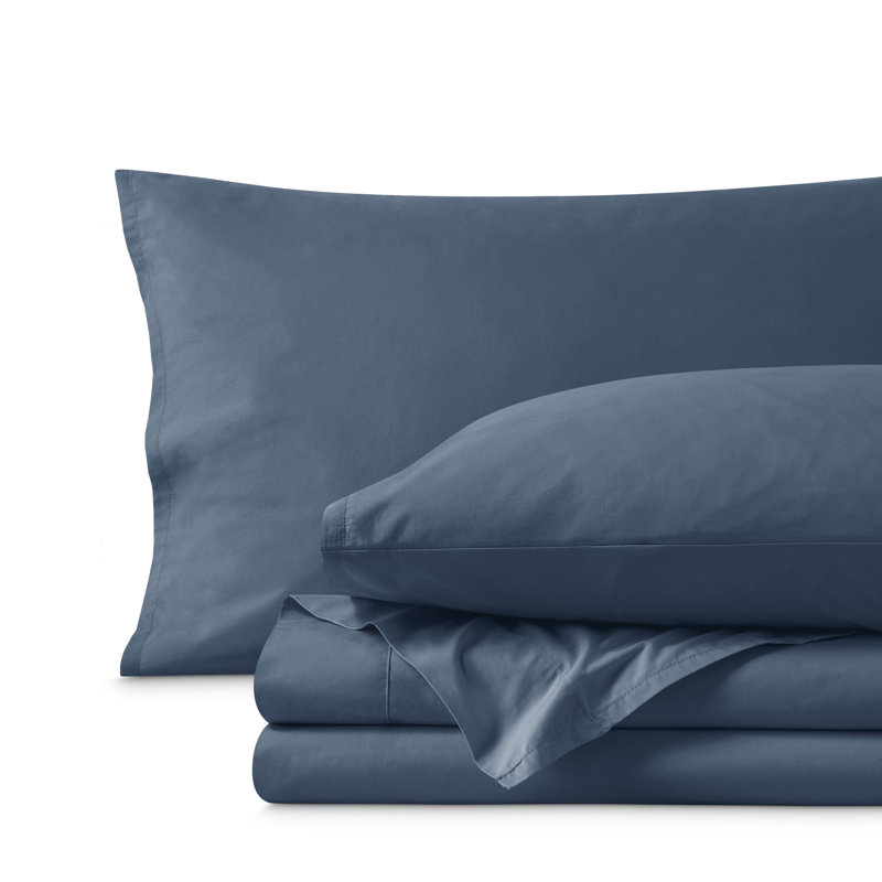 100% Cotton Percale Sheet Set, Full / Double Sheet Set with 2 Pillowcases, Bering Sea