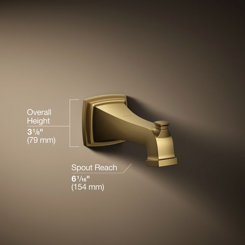 Riff Wall-Mount Diverter Bath Spout, Vibrant Brushed Moderne Brass