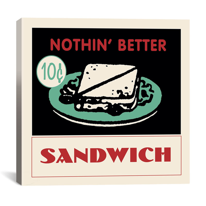 Publicité rétro sur toile tendue sandwich, H 26 po x l 26 po x P 1,5 po, Toile tendue, Pas de tapis