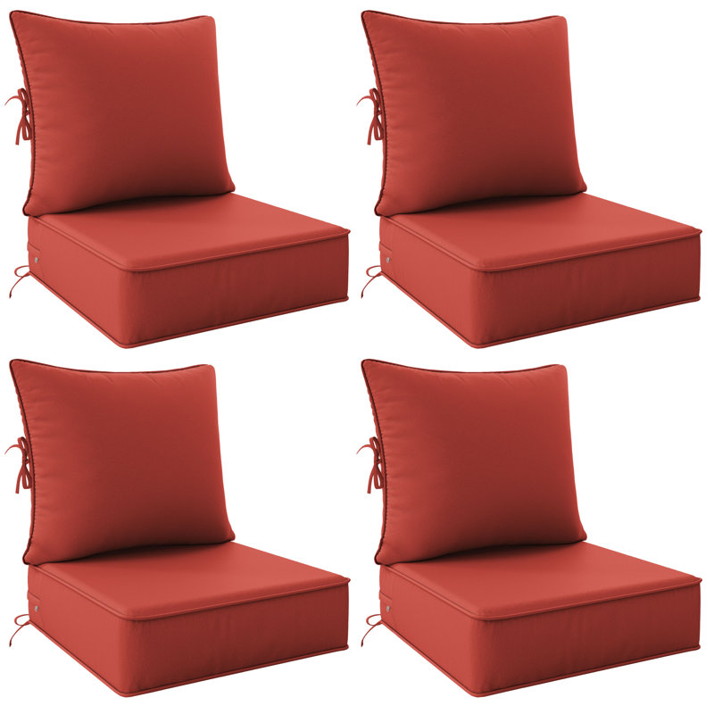 Outdoor 6.5" Thick Deep Seating Cushion Set Water-Resistant & Fade-Resistant Patio Chair Cushions, Brick Red