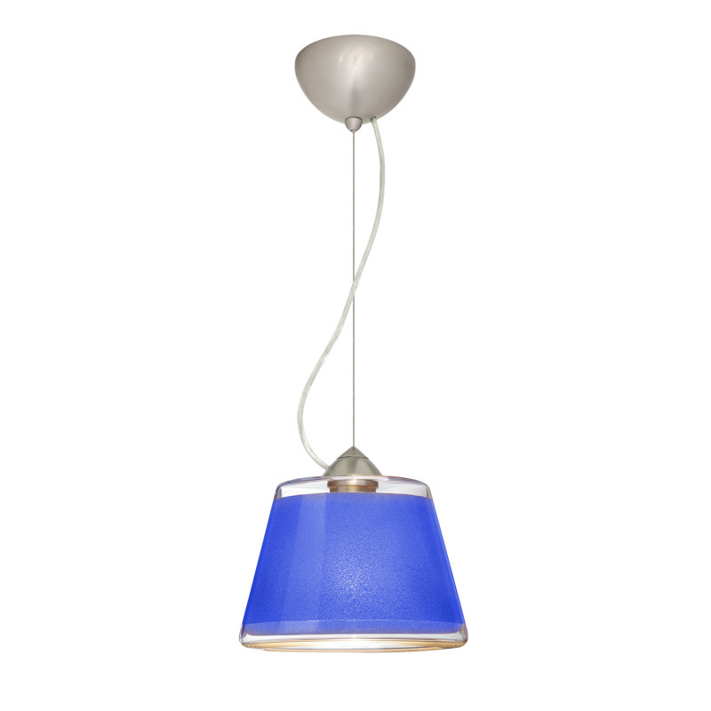 Luminaire suspendu conique à 1 lumière Delaune, Rouge, Nickel satiné, DEL