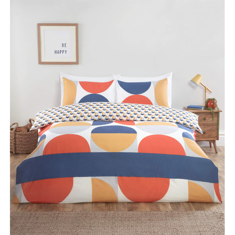 Baltimore Multi Complete Set Microfiber Geometric Duvet Cover Set with Pillowcases, Double Duvet Cover + 3 Additional Pieces