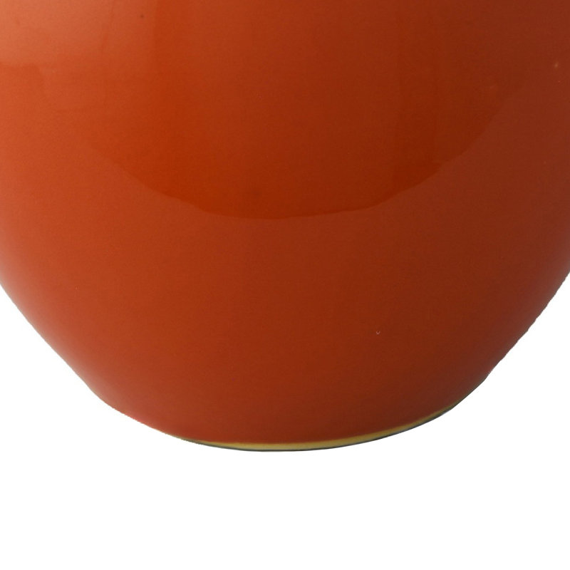 Decorative Ginger Jar with Dome Lid, Orange Glazed Ceramic, 11 Inch
