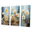 «Blossoming White Daisy Teal Blue Sky», 3 pièces sur toile-189454277-189454279