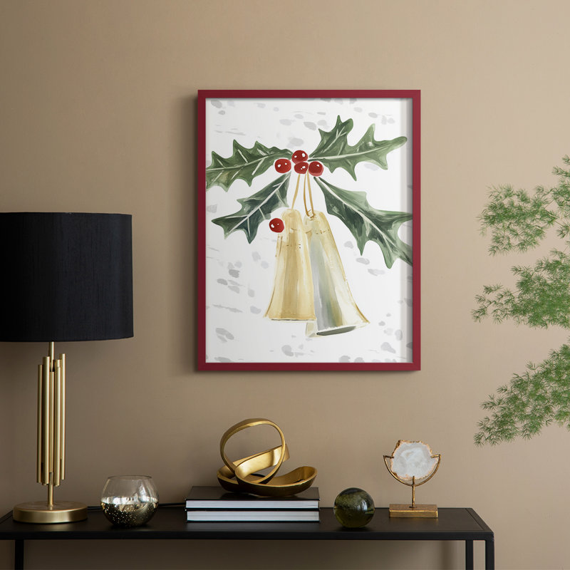 «Christmas Holiday Art», reproduction encadrée cmxxi - bois massif, H 21 po x l 17 po, Rouge