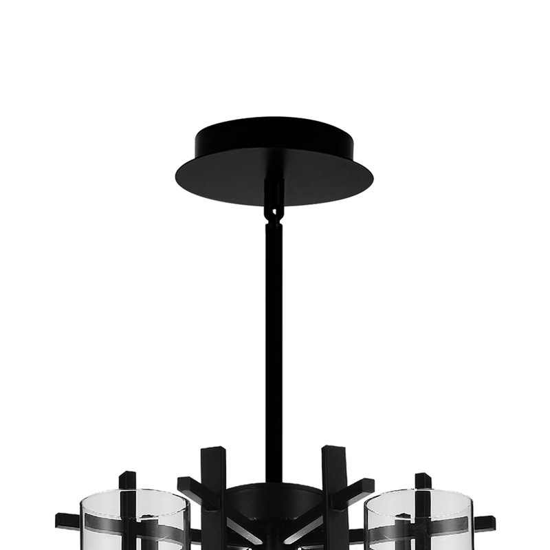 Lustre noir 6 lumières Maren, plafonnier moderne de 18 pouces pour la salle à manger ou la cuisine