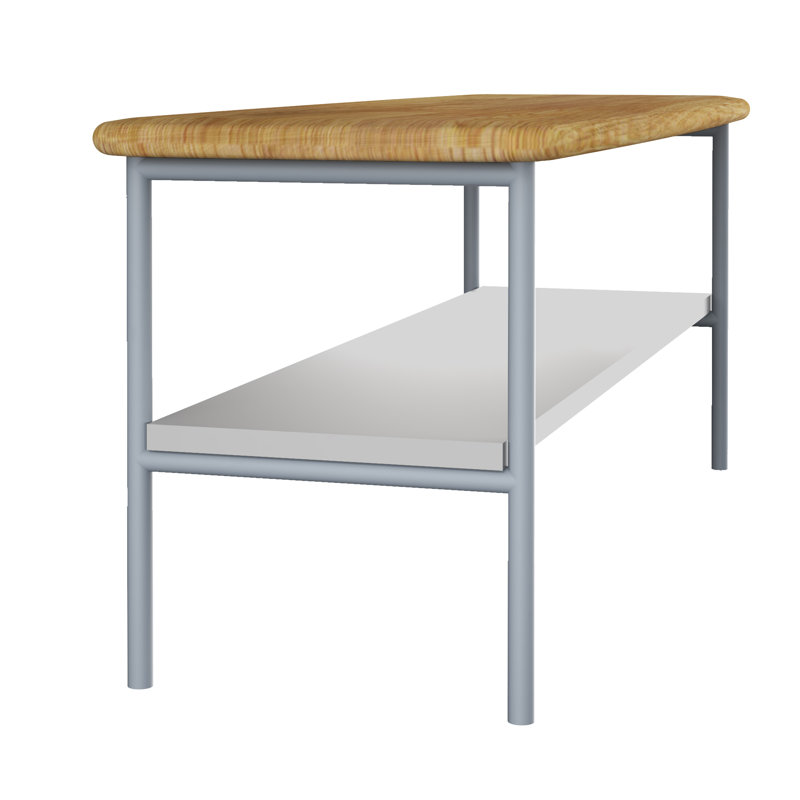 Luitpold Wood / Metal Storage Bench, Light Grey/Natural Oak Wood/Grey