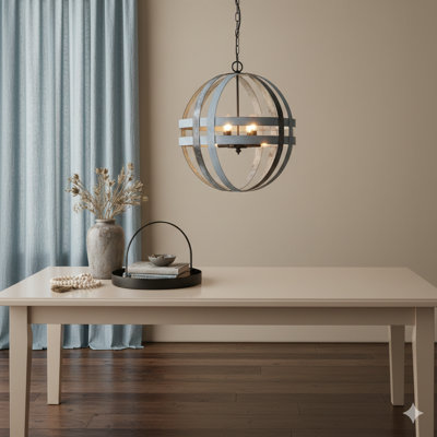 Four-Light Hanging Chandelier With A Zinc Finish And An Adjustable Length Chain, Suitable For Kitchens, Dining Rooms, Foyers, And Entry Halls (Bulbs Not Included).