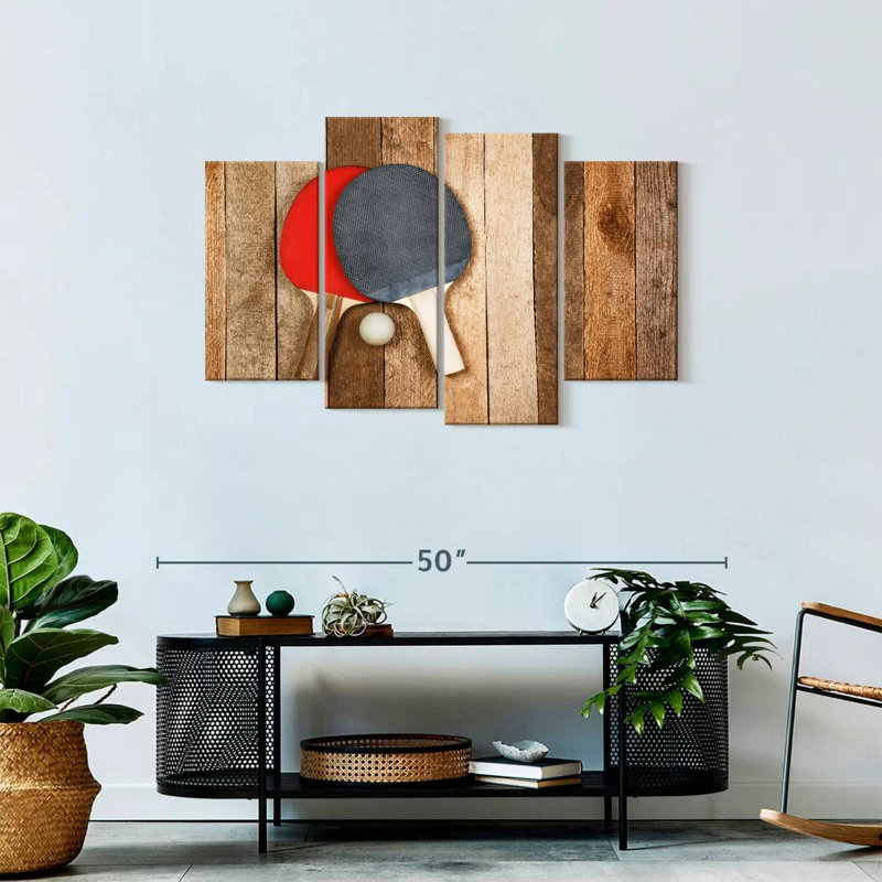 " Wooden Ping Pong " 4 - Pieces, 43" H x 27" W x 1.25" D