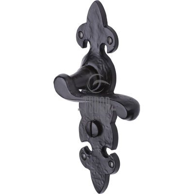 Heritage Brass The Tudor Door Handle for Bathroom Fleur de Lys Design