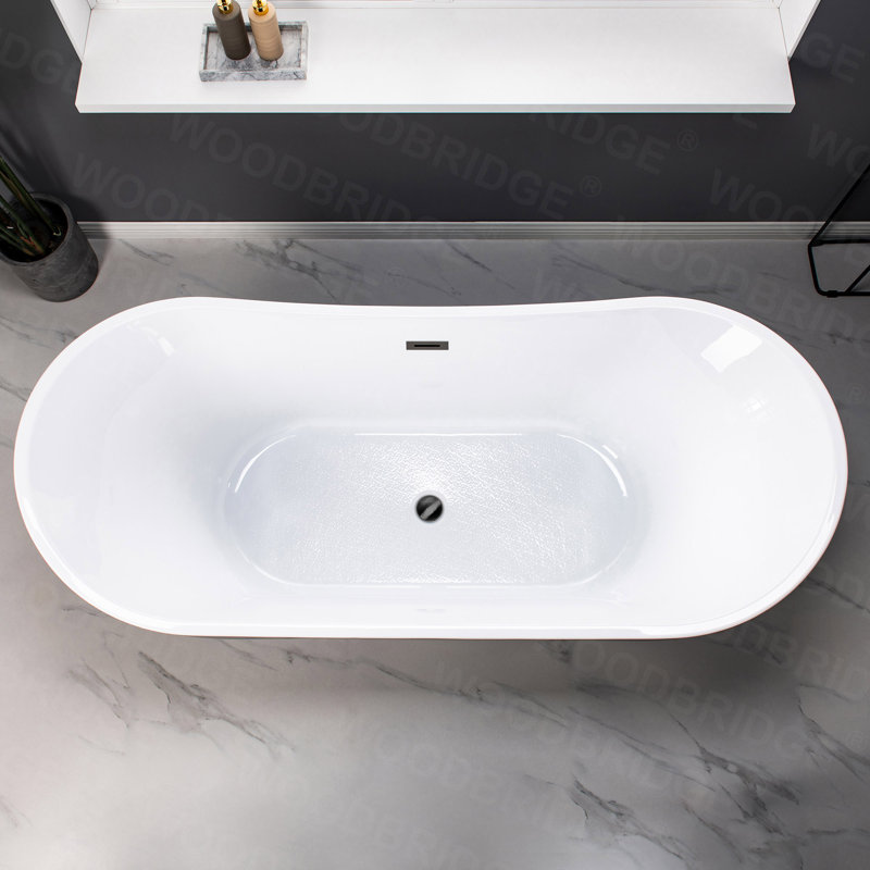 Vital 71'' x 31.5'' Soaking Acrylic Bathtub, White, Matte Black